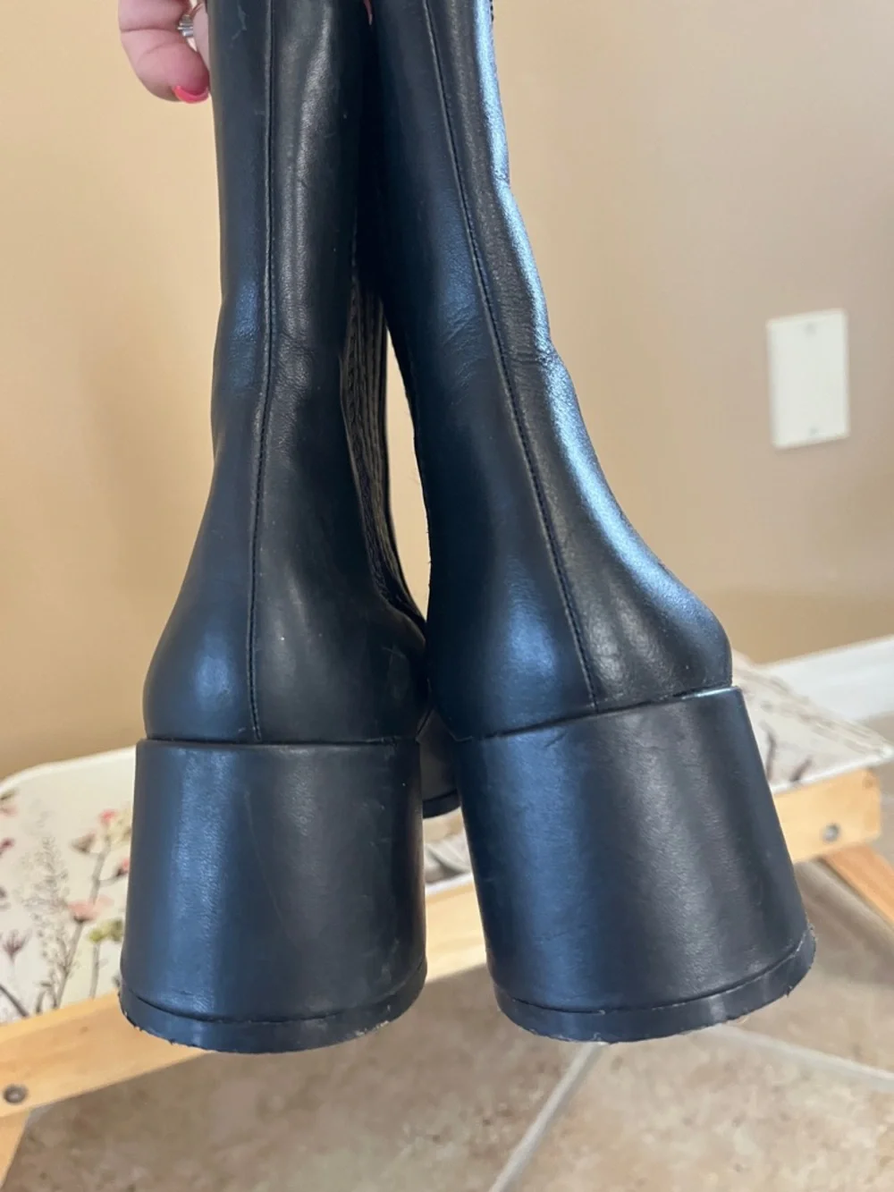 Zara Black Ankle Boots Pointed Toe Block Heel Chelsea Style Size 38 - Picture 12 of 15